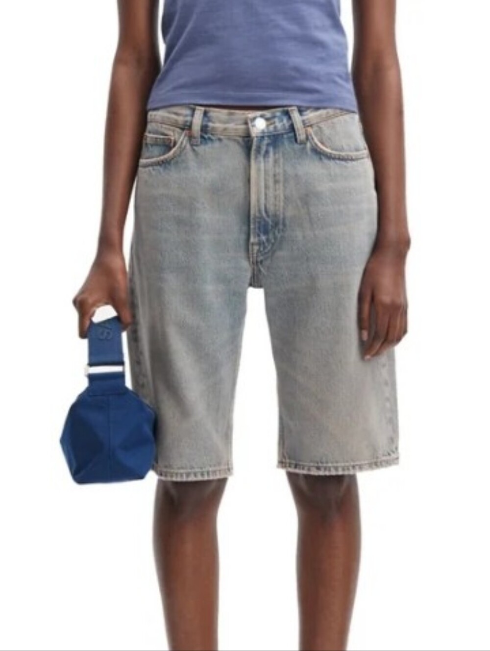 Samsoe Samsoe Organic Cotton Susan Bermuda Denim Shorts in Desert Dust Size 28